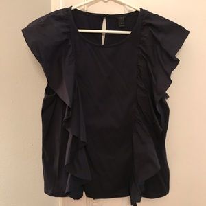 JCrew navy ruffled top size small